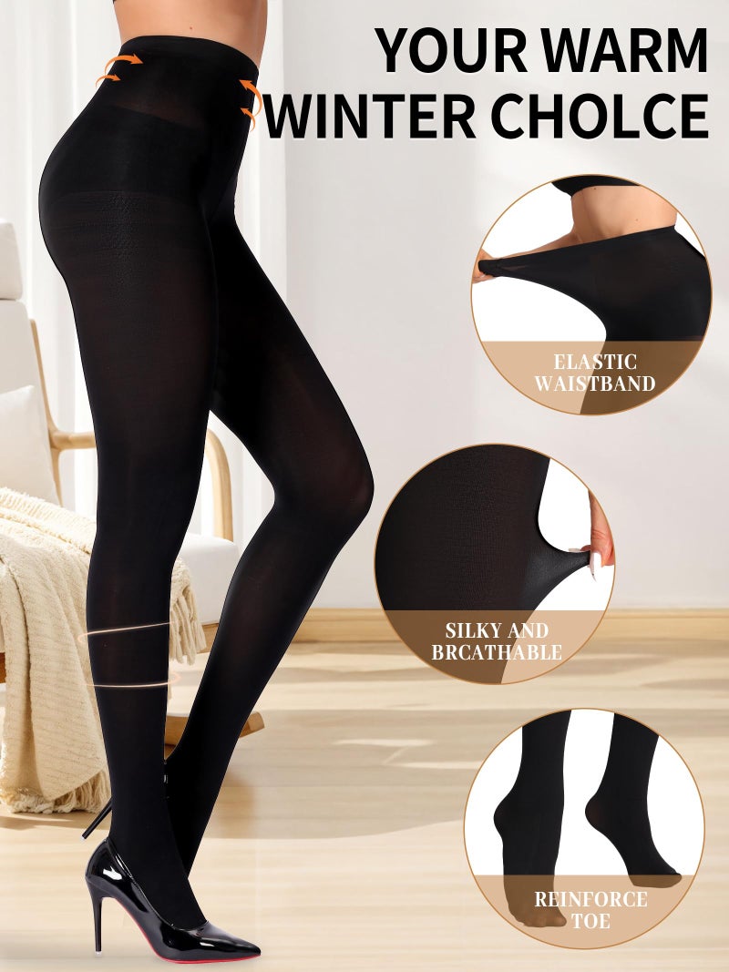 HONENNA Women's Control Top High Elastic Soft Opaque Pantyhose Tights - Image 2